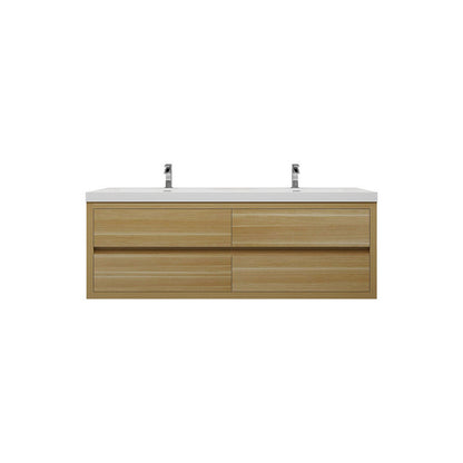 Louis 60" Wall Mounted Bathroom Vanity with Acrylic Integrated Sink Top