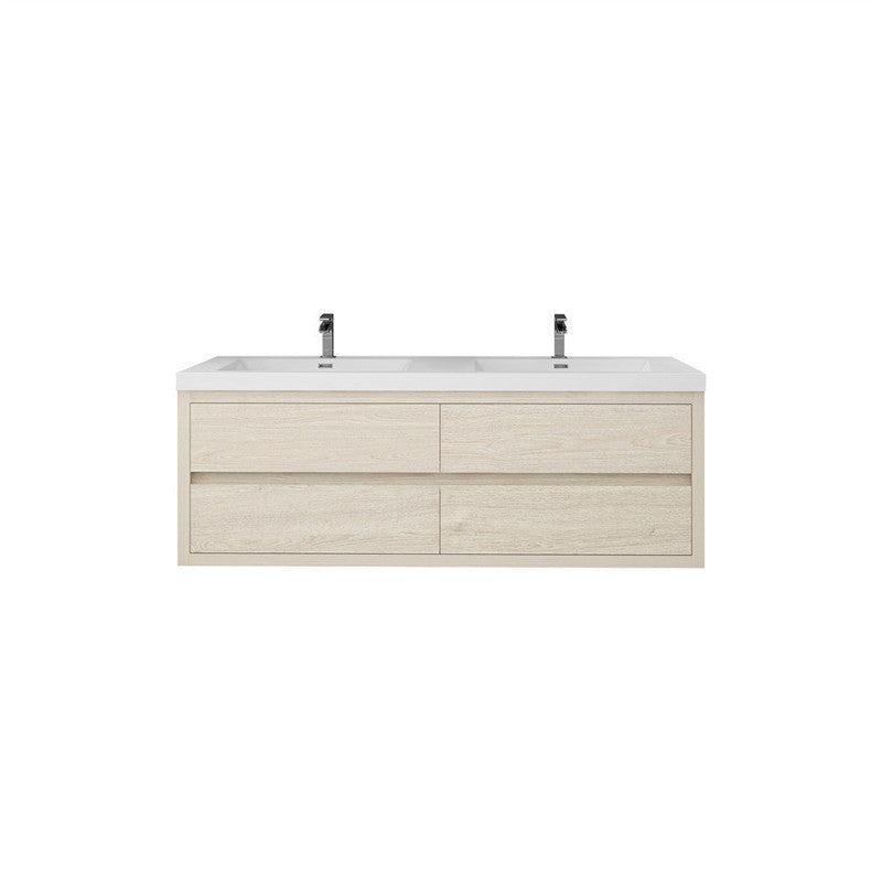 Louis 60" Wall Mounted Bathroom Vanity with Acrylic Integrated Sink Top