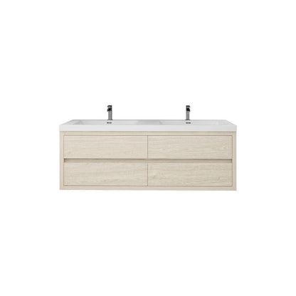 Louis 60" Wall Mounted Bathroom Vanity with Acrylic Integrated Sink Top