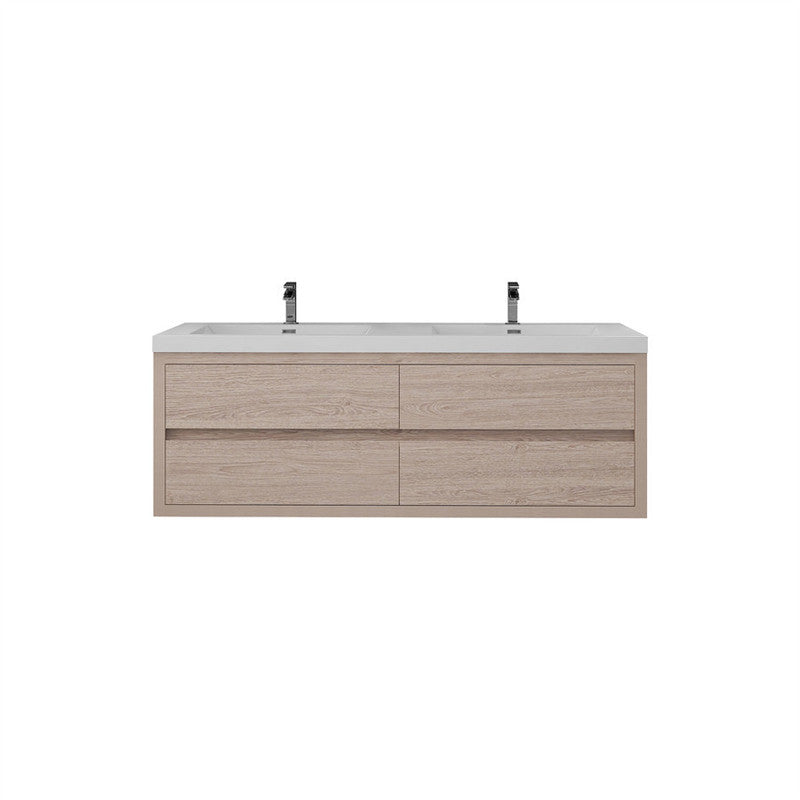 Louis 60" Wall Mounted Bathroom Vanity with Acrylic Integrated Sink Top