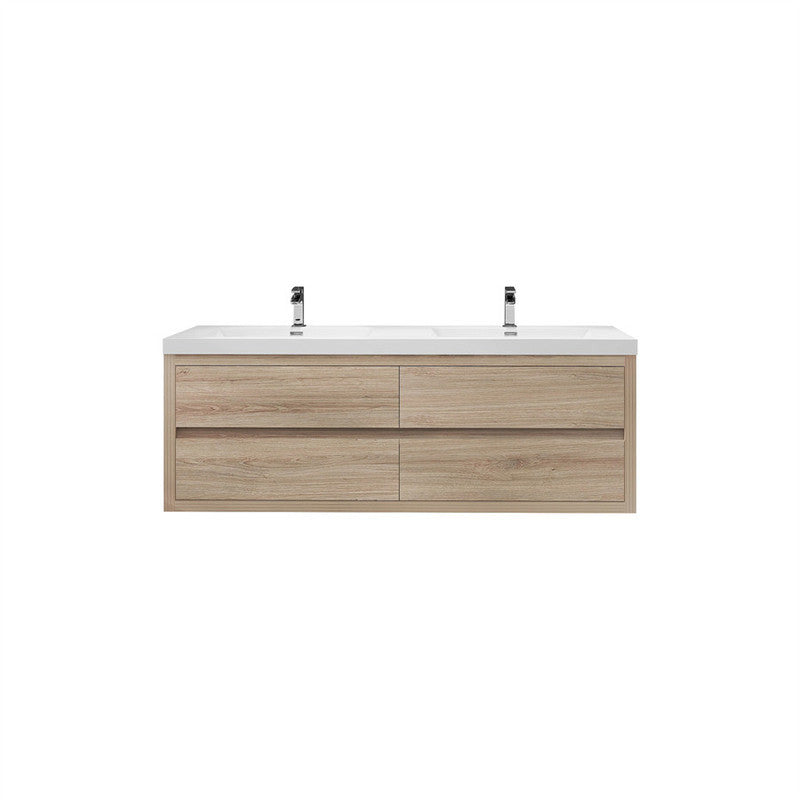 Louis 60" Wall Mounted Bathroom Vanity with Acrylic Integrated Sink Top