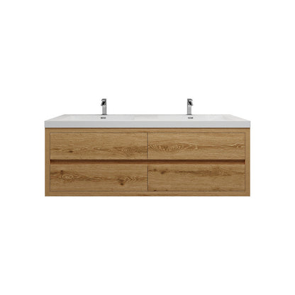 Louis 60" Wall Mounted Bathroom Vanity with Acrylic Integrated Sink Top