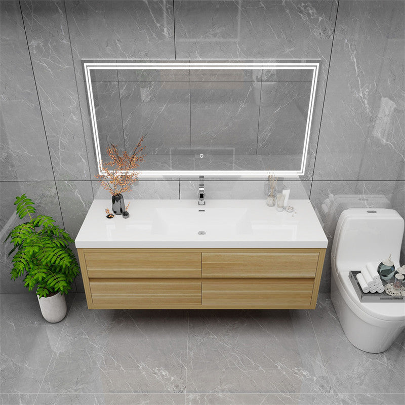 Louis 60" Wall Mounted Bathroom Vanity with Acrylic Integrated Sink Top