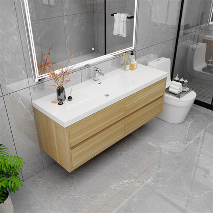 Louis 60" Wall Mounted Bathroom Vanity with Acrylic Integrated Sink Top