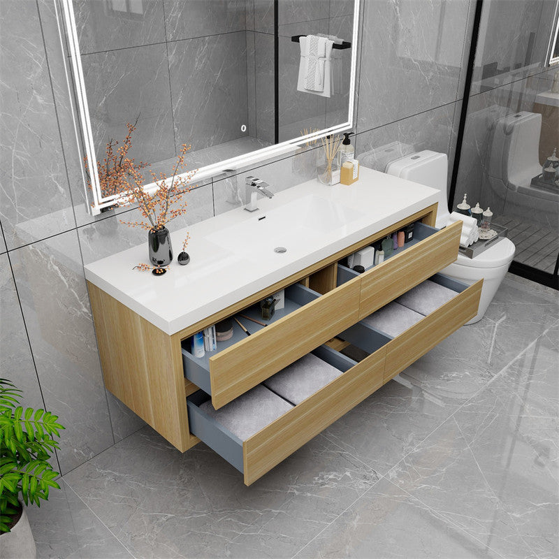 Louis 60" Wall Mounted Bathroom Vanity with Acrylic Integrated Sink Top