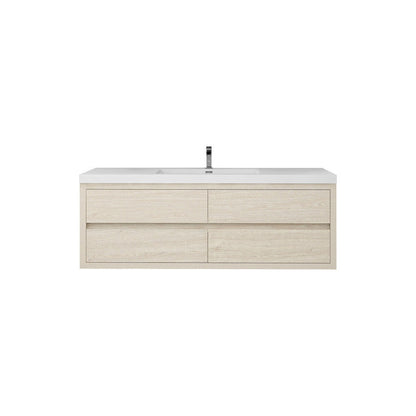 Louis 60" Wall Mounted Bathroom Vanity with Acrylic Integrated Sink Top