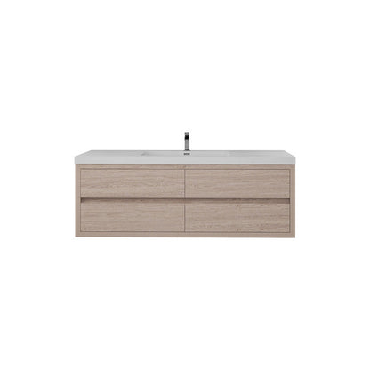 Louis 60" Wall Mounted Bathroom Vanity with Acrylic Integrated Sink Top