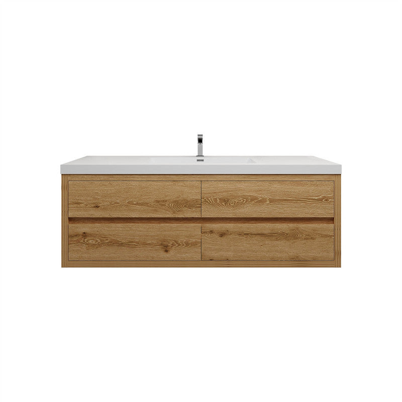 Louis 60" Wall Mounted Bathroom Vanity with Acrylic Integrated Sink Top