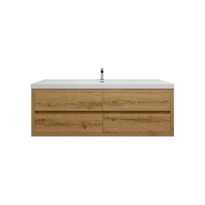 Louis 60" Wall Mounted Bathroom Vanity with Acrylic Integrated Sink Top