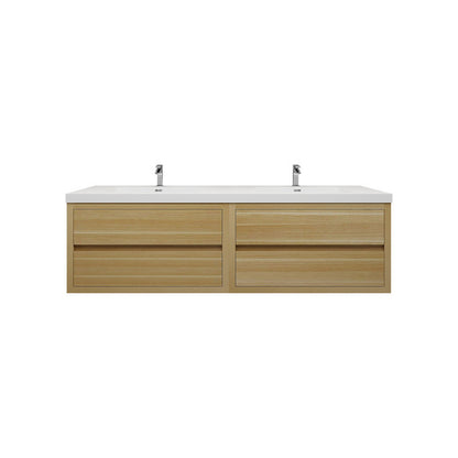 Louis 72" Wall Mounted Bathroom Vanity with Acrylic Integrated Sink Top