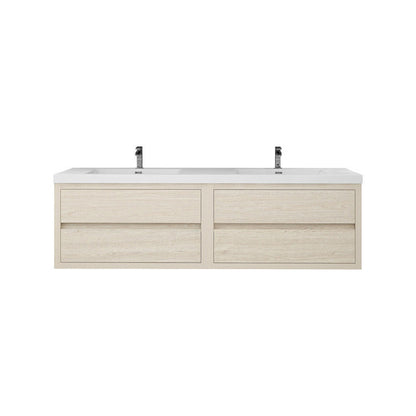 Louis 72" Wall Mounted Bathroom Vanity with Acrylic Integrated Sink Top