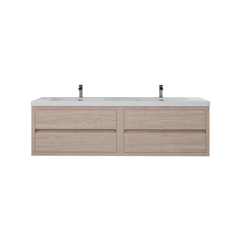 Louis 72" Wall Mounted Bathroom Vanity with Acrylic Integrated Sink Top