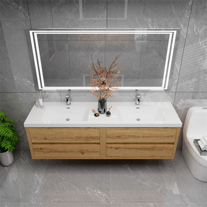 Louis 72" Wall Mounted Bathroom Vanity with Acrylic Integrated Sink Top