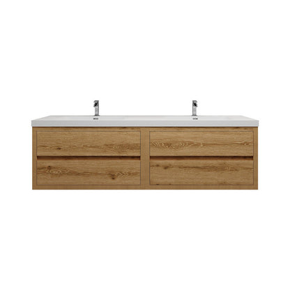 Louis 72" Wall Mounted Bathroom Vanity with Acrylic Integrated Sink Top