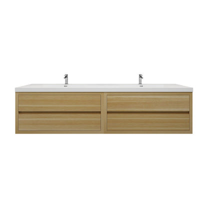 Louis 84" Wall Mounted Bathroom Vanity with Acrylic Integrated Sink Top