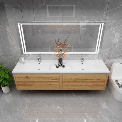 Louis 84" Wall Mounted Bathroom Vanity with Acrylic Integrated Sink Top