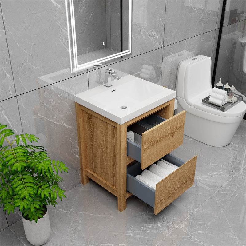 Louis 24" Freestanding Bathroom Vanity with Acrylic Integrated Sink Top