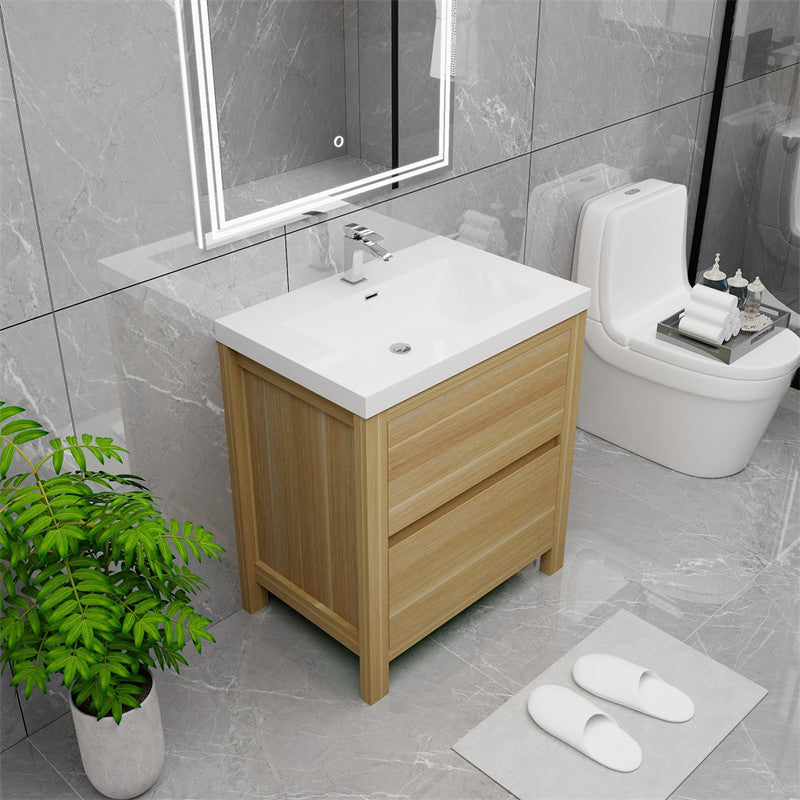 Louis 30" Freestanding Bathroom Vanity with Acrylic Integrated Sink Top