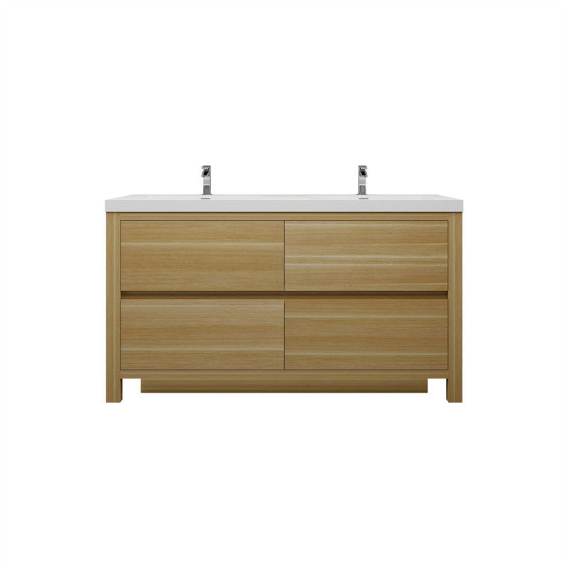 Louis 60" Freestanding Bathroom Vanity with Acrylic Integrated Sink Top