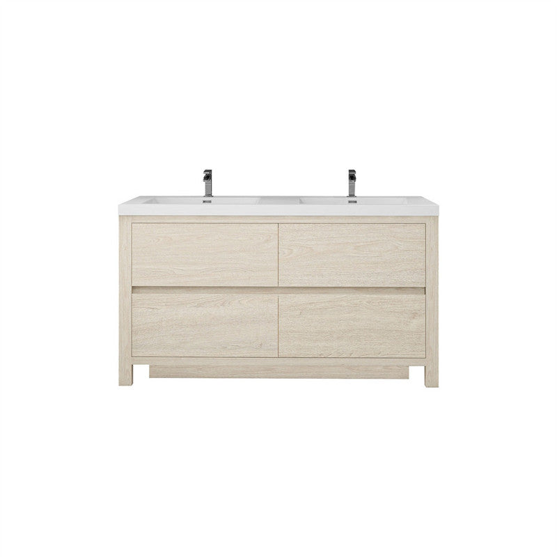 Louis 60" Freestanding Bathroom Vanity with Acrylic Integrated Sink Top