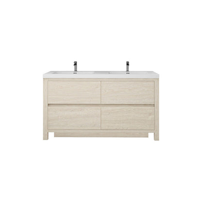 Louis 60" Freestanding Bathroom Vanity with Acrylic Integrated Sink Top