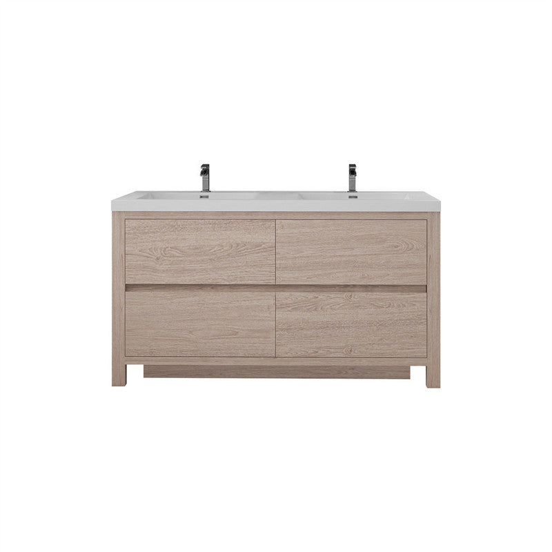 Louis 60" Freestanding Bathroom Vanity with Acrylic Integrated Sink Top