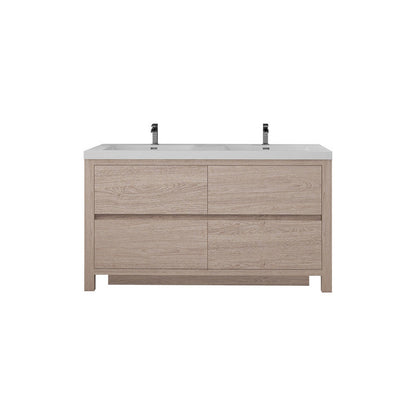 Louis 60" Freestanding Bathroom Vanity with Acrylic Integrated Sink Top