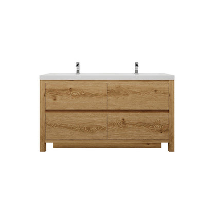 Louis 60" Freestanding Bathroom Vanity with Acrylic Integrated Sink Top