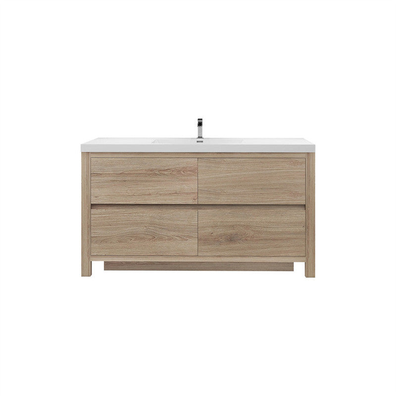 Louis 60" Freestanding Bathroom Vanity with Acrylic Integrated Sink Top