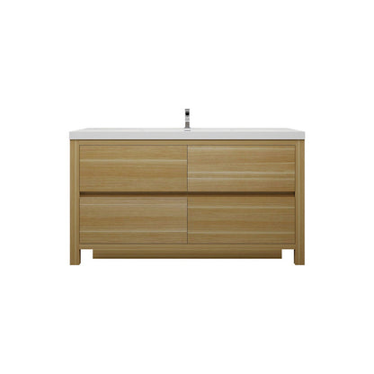 Louis 60" Freestanding Bathroom Vanity with Acrylic Integrated Sink Top