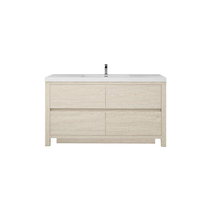 Louis 60" Freestanding Bathroom Vanity with Acrylic Integrated Sink Top