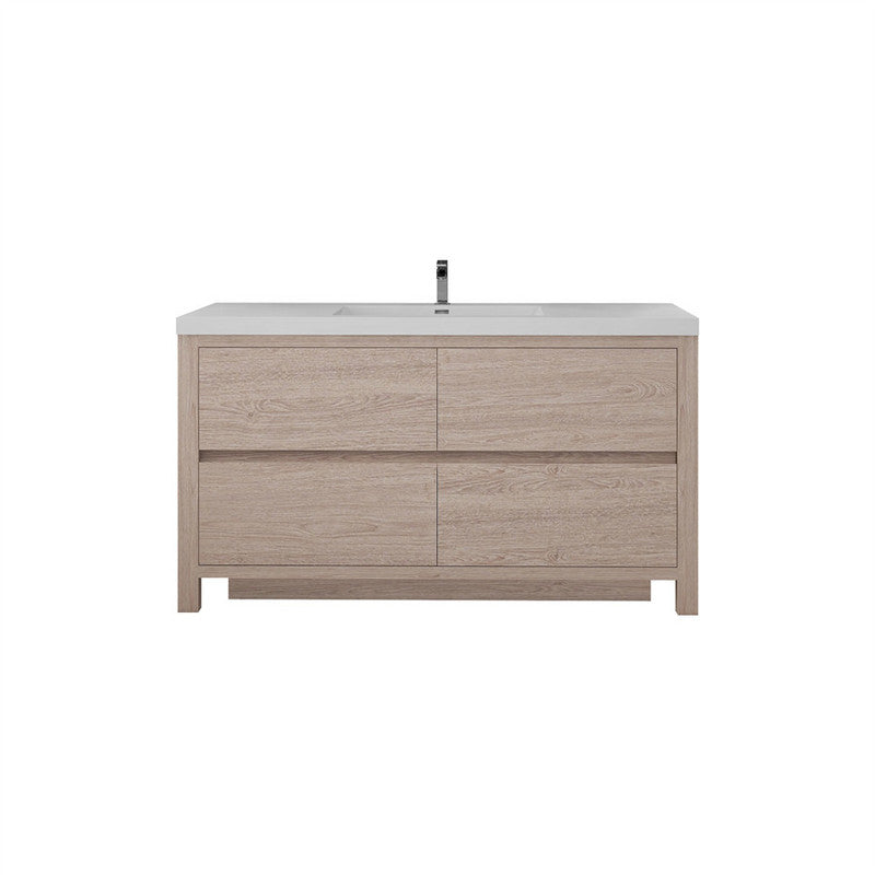 Louis 60" Freestanding Bathroom Vanity with Acrylic Integrated Sink Top