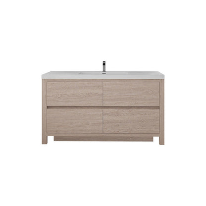 Louis 60" Freestanding Bathroom Vanity with Acrylic Integrated Sink Top