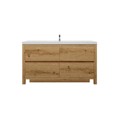 Louis 60" Freestanding Bathroom Vanity with Acrylic Integrated Sink Top