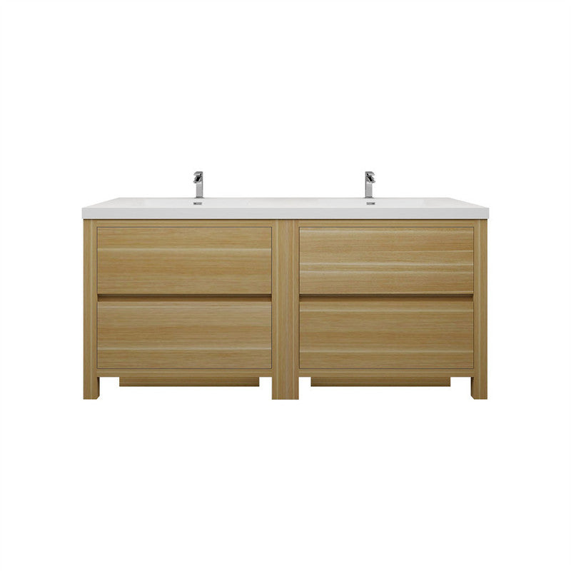 Louis 72" Freestanding Bathroom Vanity with Acrylic Integrated Sink Top