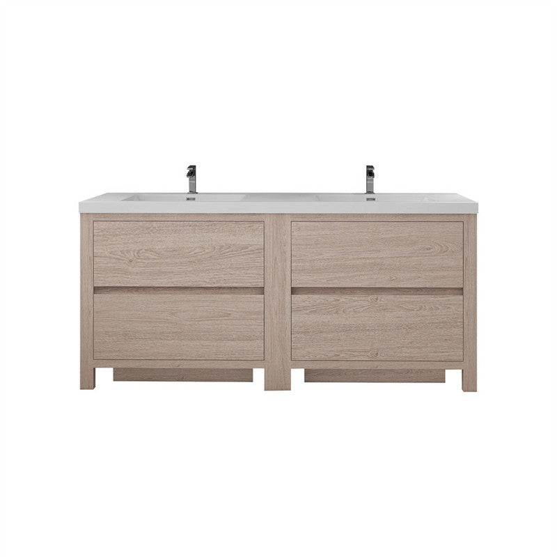 Louis 72" Freestanding Bathroom Vanity with Acrylic Integrated Sink Top