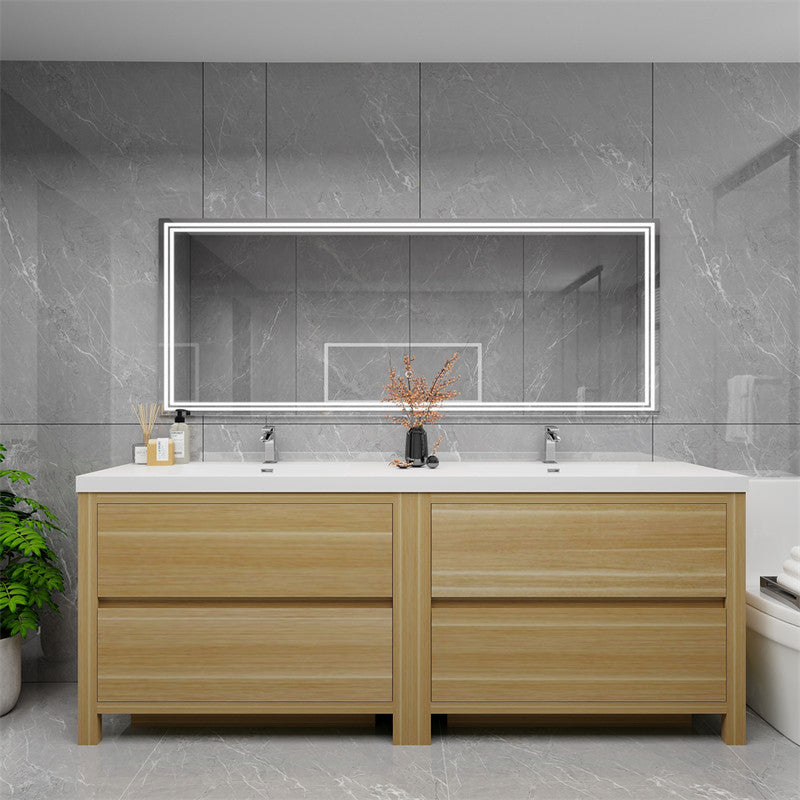 Louis 84" Freestanding Bathroom Vanity with Acrylic Integrated Sink Top