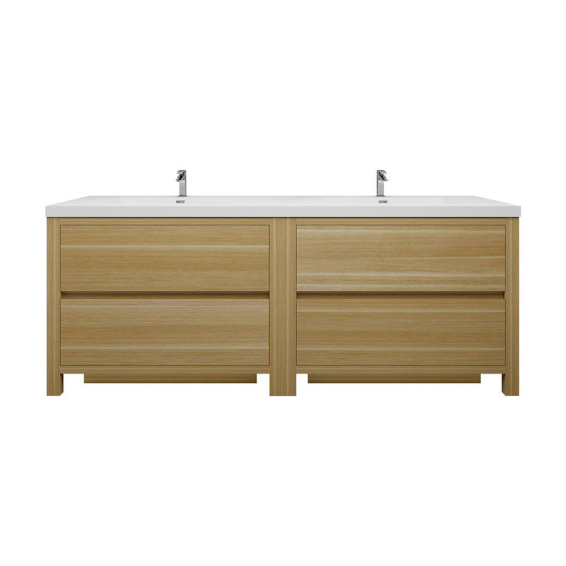 Louis 84" Freestanding Bathroom Vanity with Acrylic Integrated Sink Top