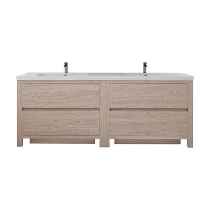 Louis 84" Freestanding Bathroom Vanity with Acrylic Integrated Sink Top