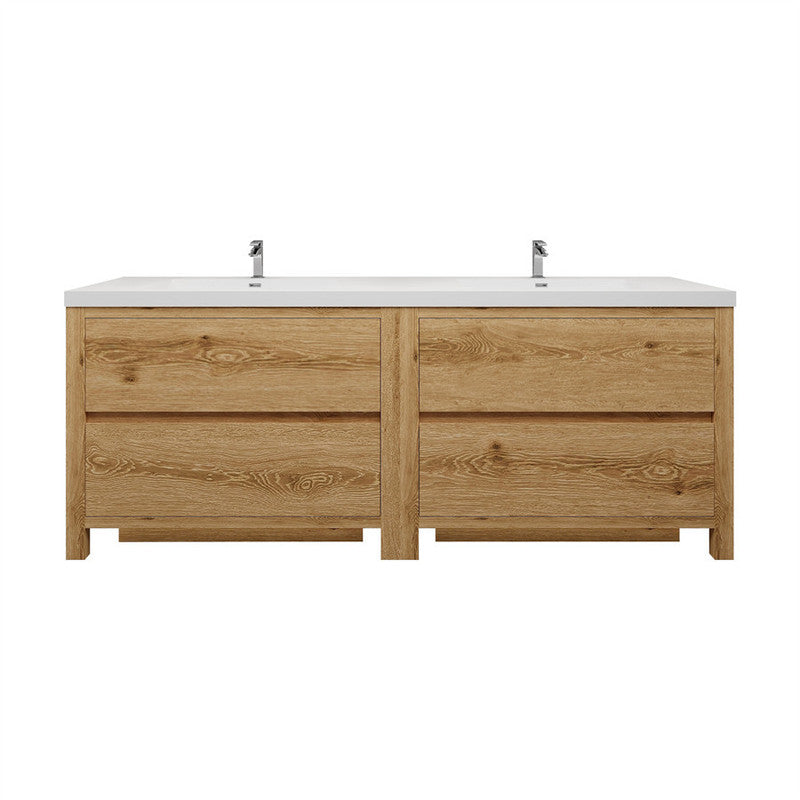 Louis 84" Freestanding Bathroom Vanity with Acrylic Integrated Sink Top