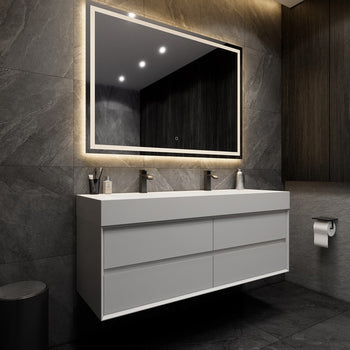 Max 60" Wall Mounted Bathroom Vanity with Acrylic Sink