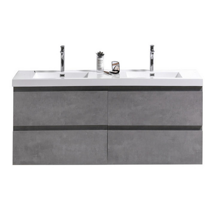 Bohemia Lina 48" Wall Mounted Bathroom Vanity with Acrylic Integrated Sink Top