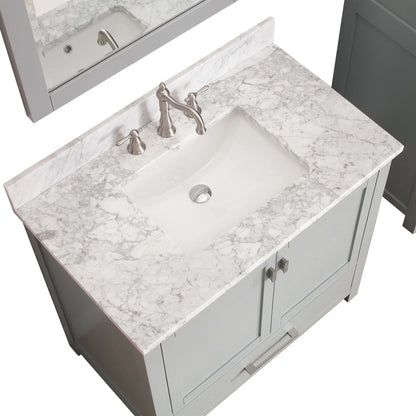 Modero 36" Freestanding Bathroom Vanity with Stone Top and Vitreous China Undermount Sink