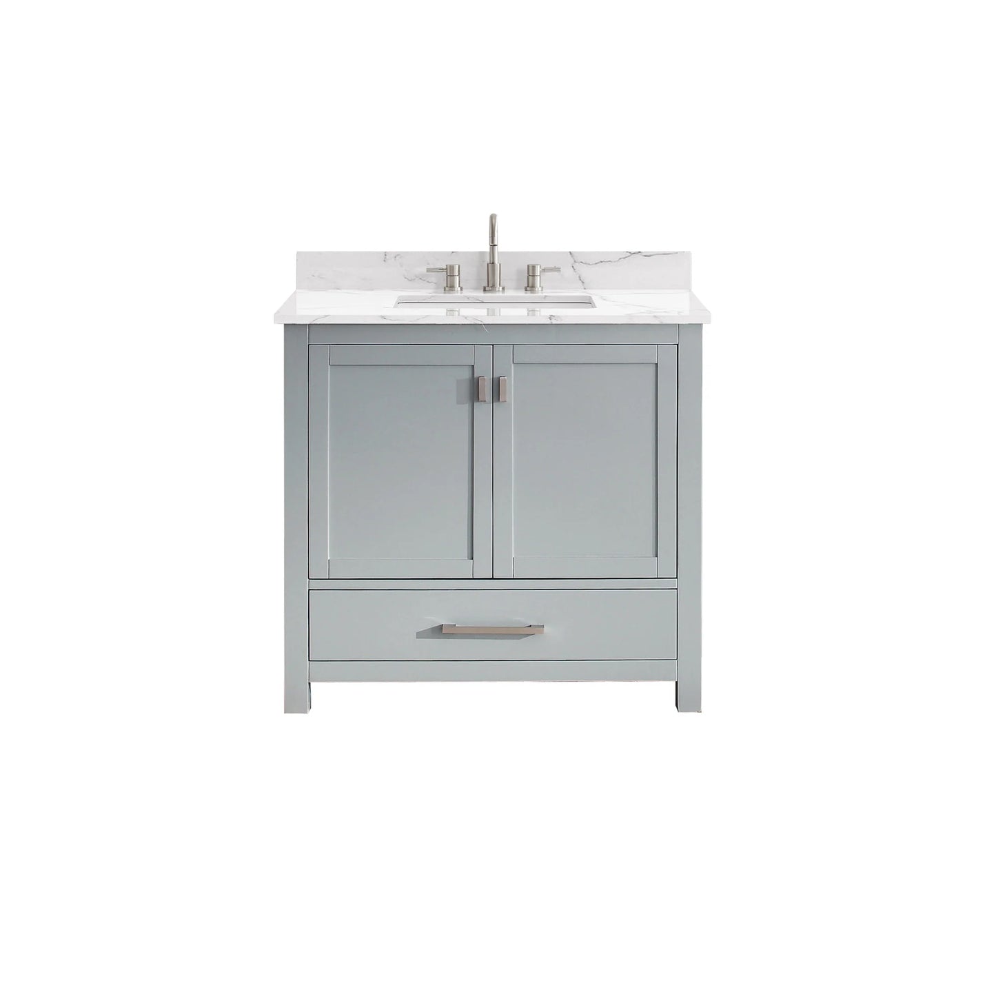 Modero 36" Freestanding Bathroom Vanity with Stone Top and Vitreous China Undermount Sink