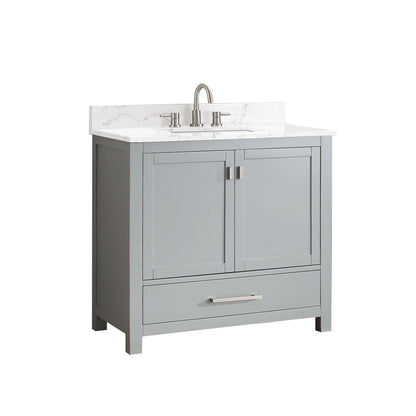 Modero 36" Freestanding Bathroom Vanity with Stone Top and Vitreous China Undermount Sink