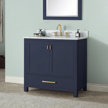 Modero 36" Freestanding Bathroom Vanity with Stone Top and Vitreous China Undermount Sink