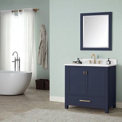 Modero 36" Freestanding Bathroom Vanity with Stone Top and Vitreous China Undermount Sink