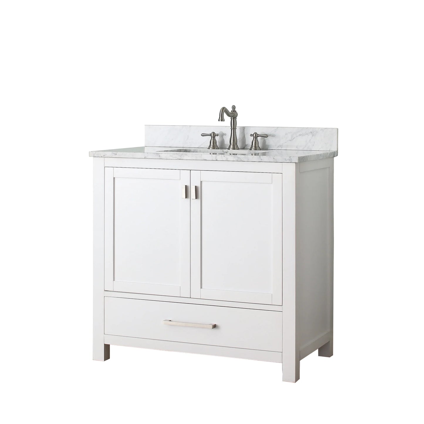 Modero 36" Freestanding Bathroom Vanity with Stone Top and Vitreous China Undermount Sink