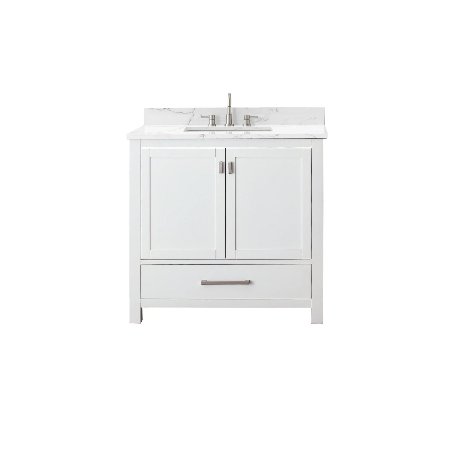 Modero 36" Freestanding Bathroom Vanity with Stone Top and Vitreous China Undermount Sink