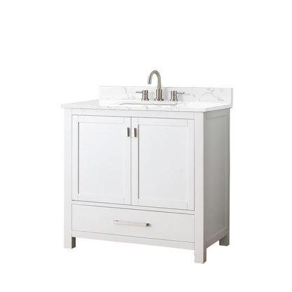 Modero 36" Freestanding Bathroom Vanity with Stone Top and Vitreous China Undermount Sink